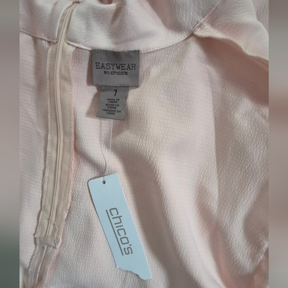 Chico's Pink Relaxed 3/4 Sleeve Tunic with Mandarin Collar - Picture 6 of 9